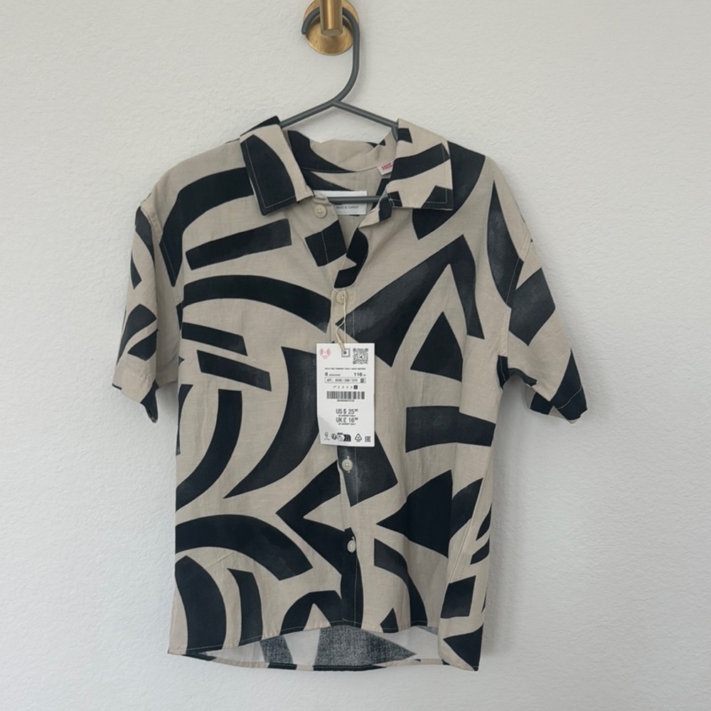 Black and White Graphic Boys Shirt